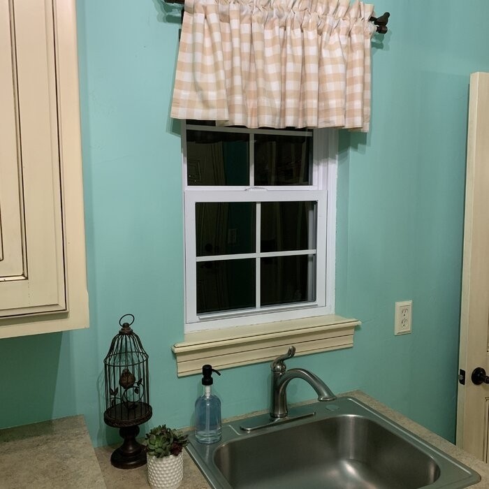Caulder Checkered Cotton Tailored Window Valance