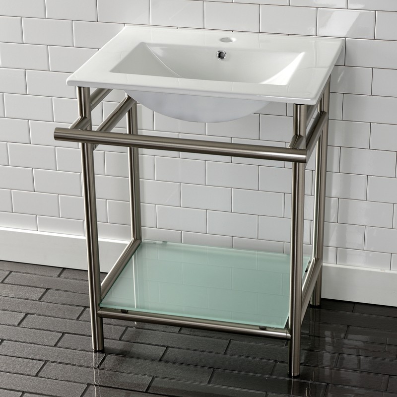 Ceramic Rectangular Console Bathroom Sink with Overflow