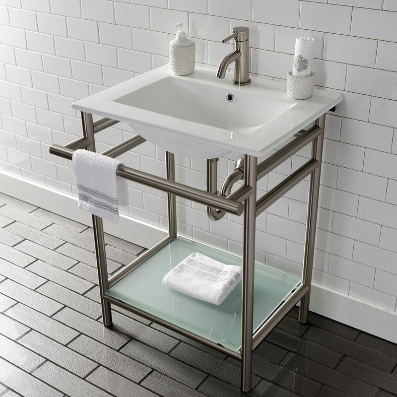Ceramic Rectangular Console Bathroom Sink with Overflow