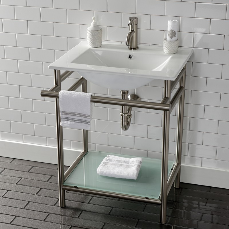 Ceramic Rectangular Console Bathroom Sink with Overflow