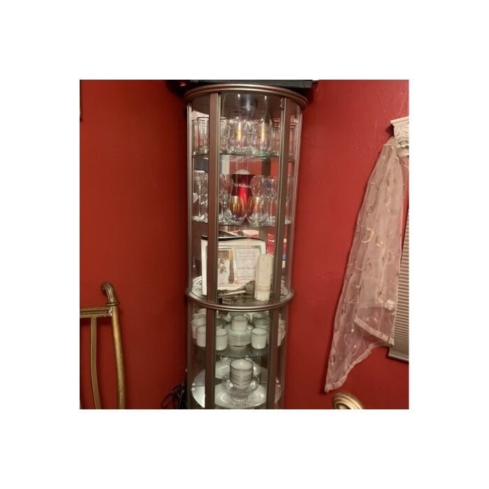 Chaquita 22'' Wide Mirrored Back Curio Cabinet with Lighting