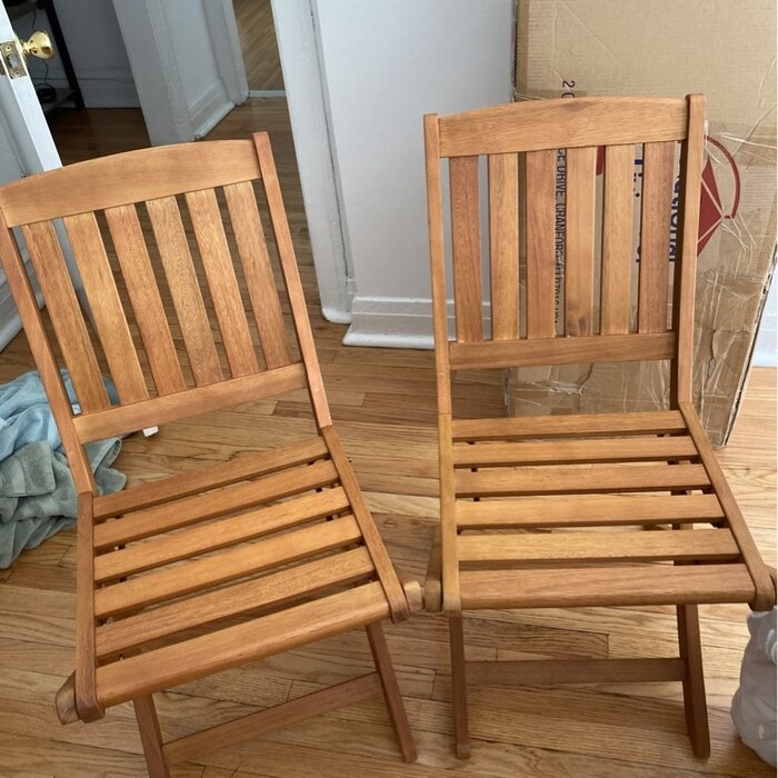 Chardon Solid Wood Patio Folding Chair, Set of 2