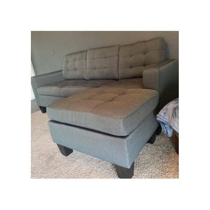 Clem 81" Wide Linen Reversible Sofa & Chaise with Ottoman