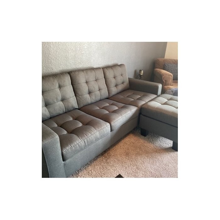 Clem 81" Wide Linen Reversible Sofa & Chaise with Ottoman