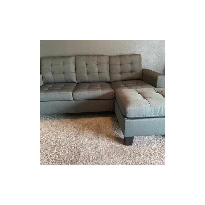 Clem 81" Wide Linen Reversible Sofa & Chaise with Ottoman