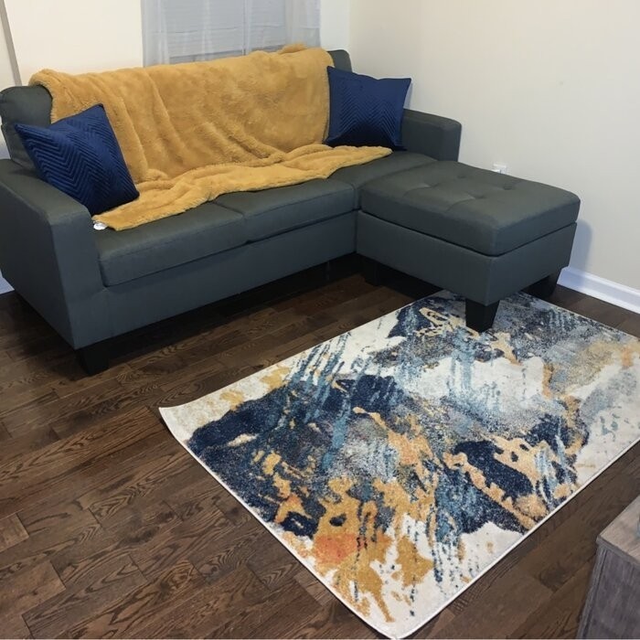 Clem 81" Wide Linen Reversible Sofa & Chaise with Ottoman