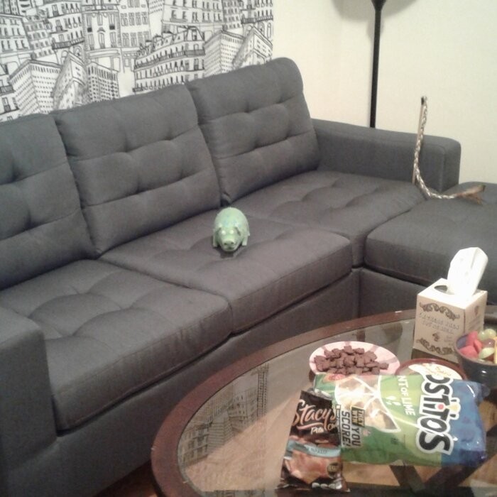 Clem 81" Wide Linen Reversible Sofa & Chaise with Ottoman