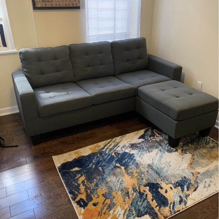 Clem 81" Wide Linen Reversible Sofa & Chaise with Ottoman
