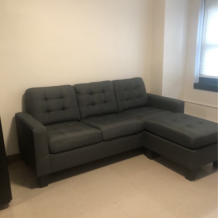Clem 81" Wide Linen Reversible Sofa & Chaise with Ottoman