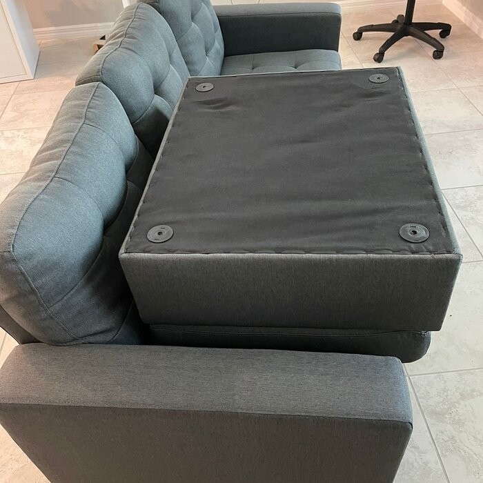 Clem 81" Wide Linen Reversible Sofa & Chaise with Ottoman