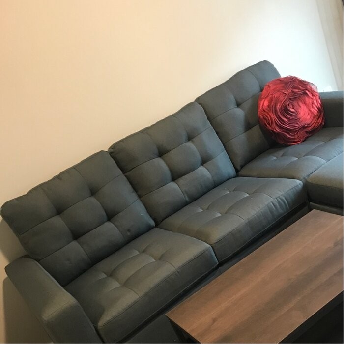 Clem 81" Wide Linen Reversible Sofa & Chaise with Ottoman