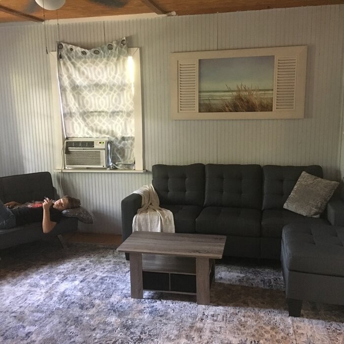 Clem 81" Wide Linen Reversible Sofa & Chaise with Ottoman