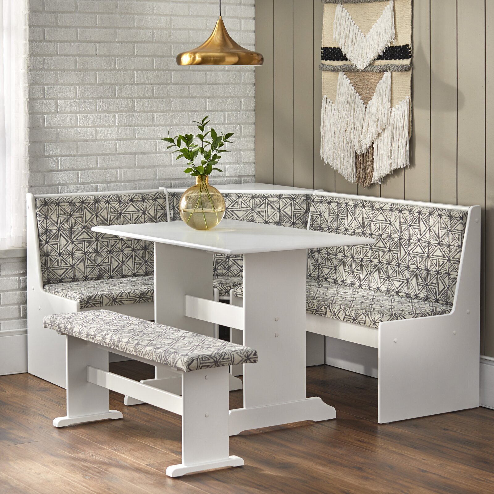 Corner Tucked Dining Set with High Back Benches