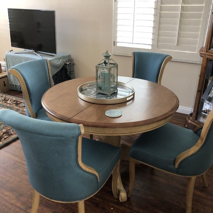 Courtdale Butterfly Leaf Solid Wood Pedestal Dining Table