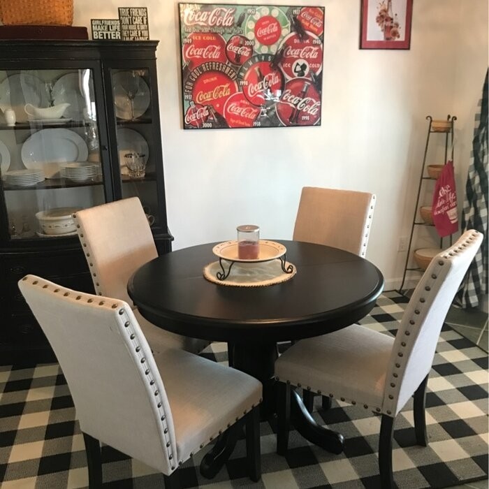 Courtdale Butterfly Leaf Solid Wood Pedestal Dining Table