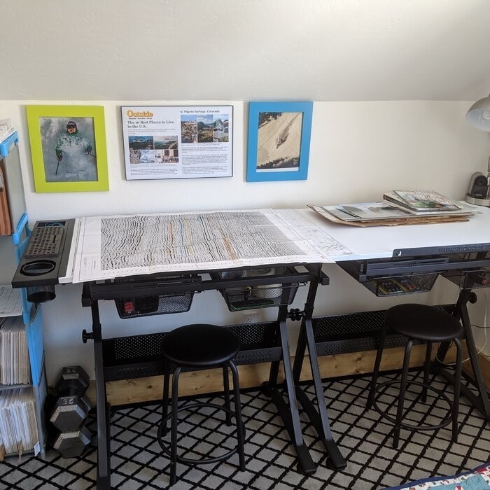 Crase Height Adjustable Drafting Table and Chair Set