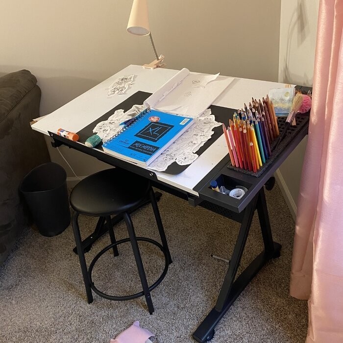 Crase Height Adjustable Drafting Table and Chair Set