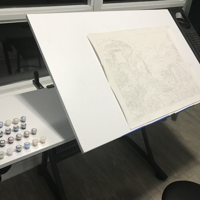 Crase Height Adjustable Drafting Table and Chair Set