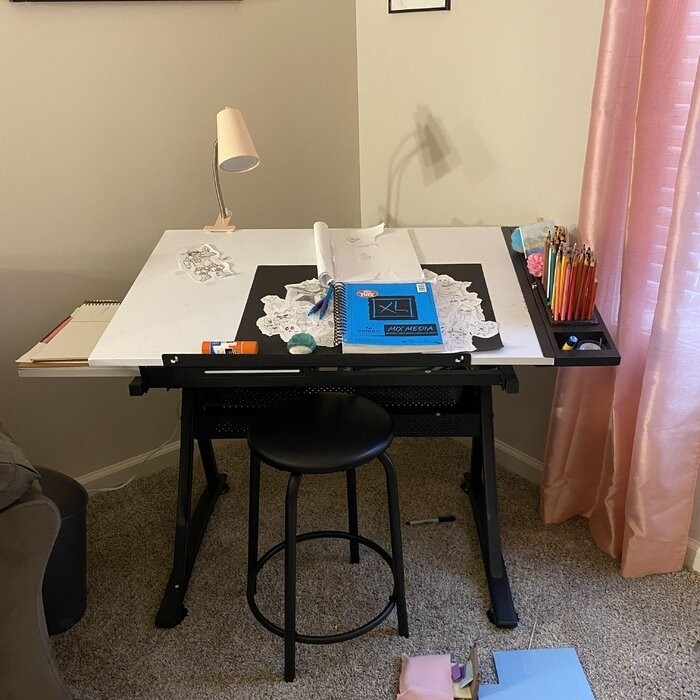 Crase Height Adjustable Drafting Table and Chair Set