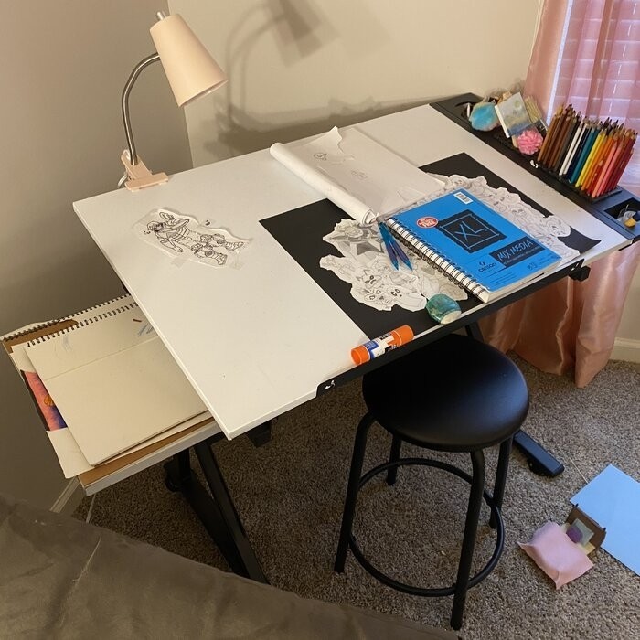 Crase Height Adjustable Drafting Table and Chair Set