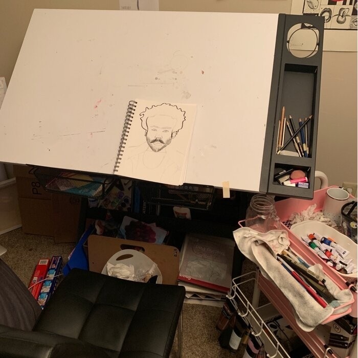 Crase Height Adjustable Drafting Table and Chair Set
