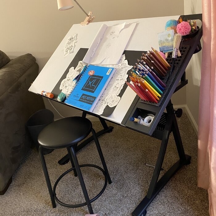 Crase Height Adjustable Drafting Table and Chair Set