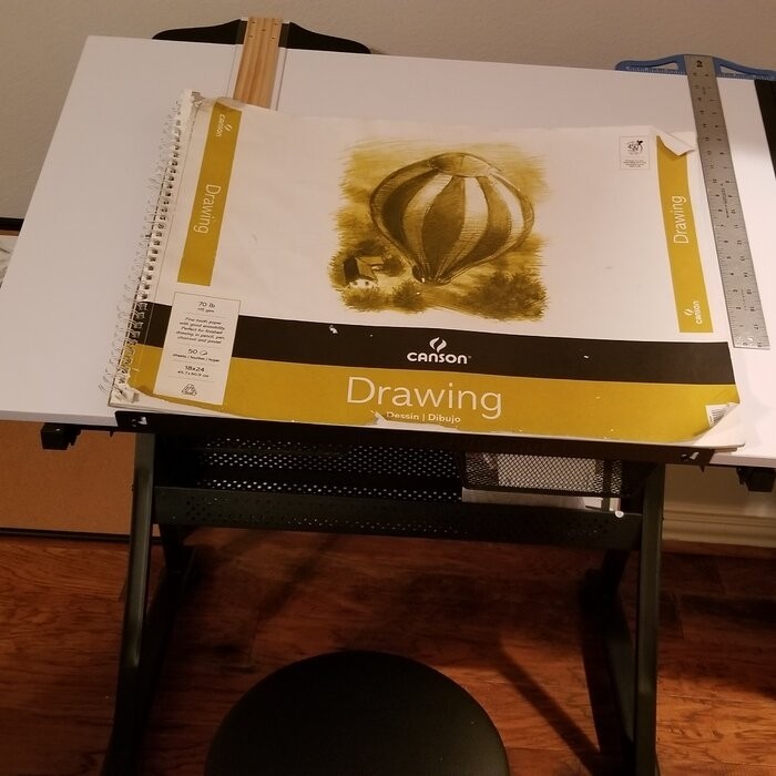 Crase Height Adjustable Drafting Table and Chair Set