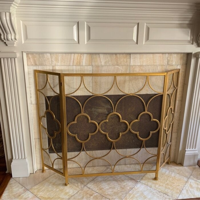 Danen 3 Panel Iron Fireplace Screen
