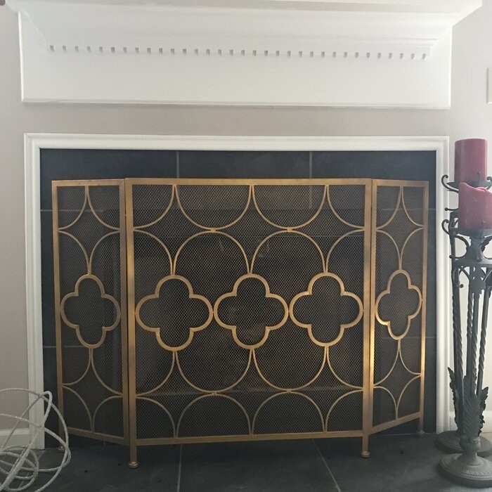 Danen 3 Panel Iron Fireplace Screen