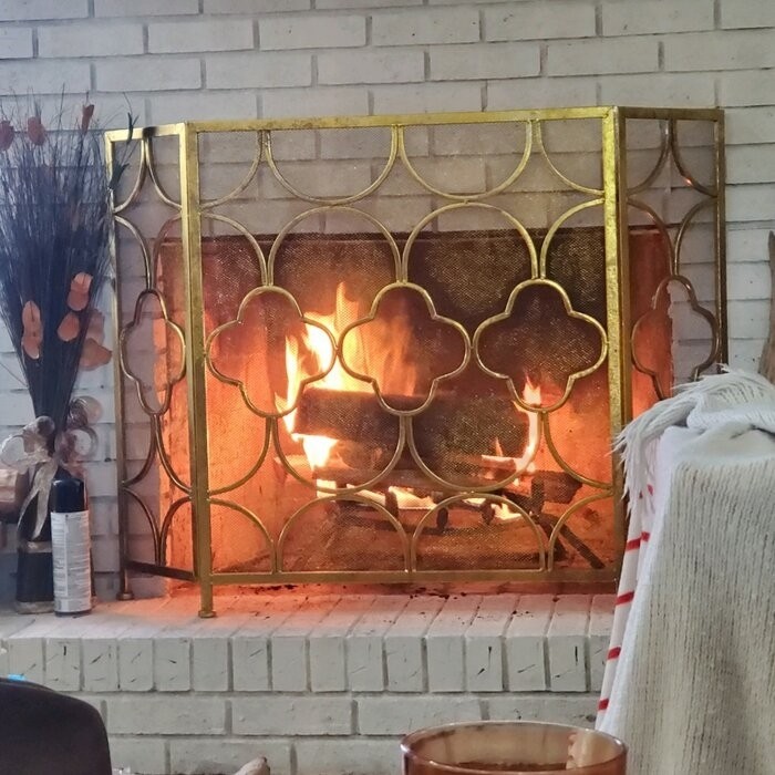 Danen 3 Panel Iron Fireplace Screen