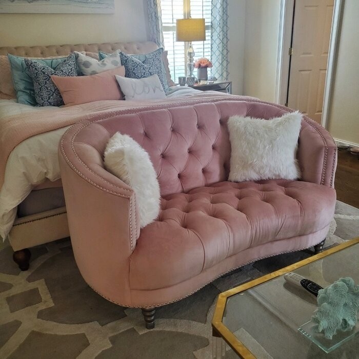 Davina 64'' Velvet Tuxedo Arm Curved Loveseat