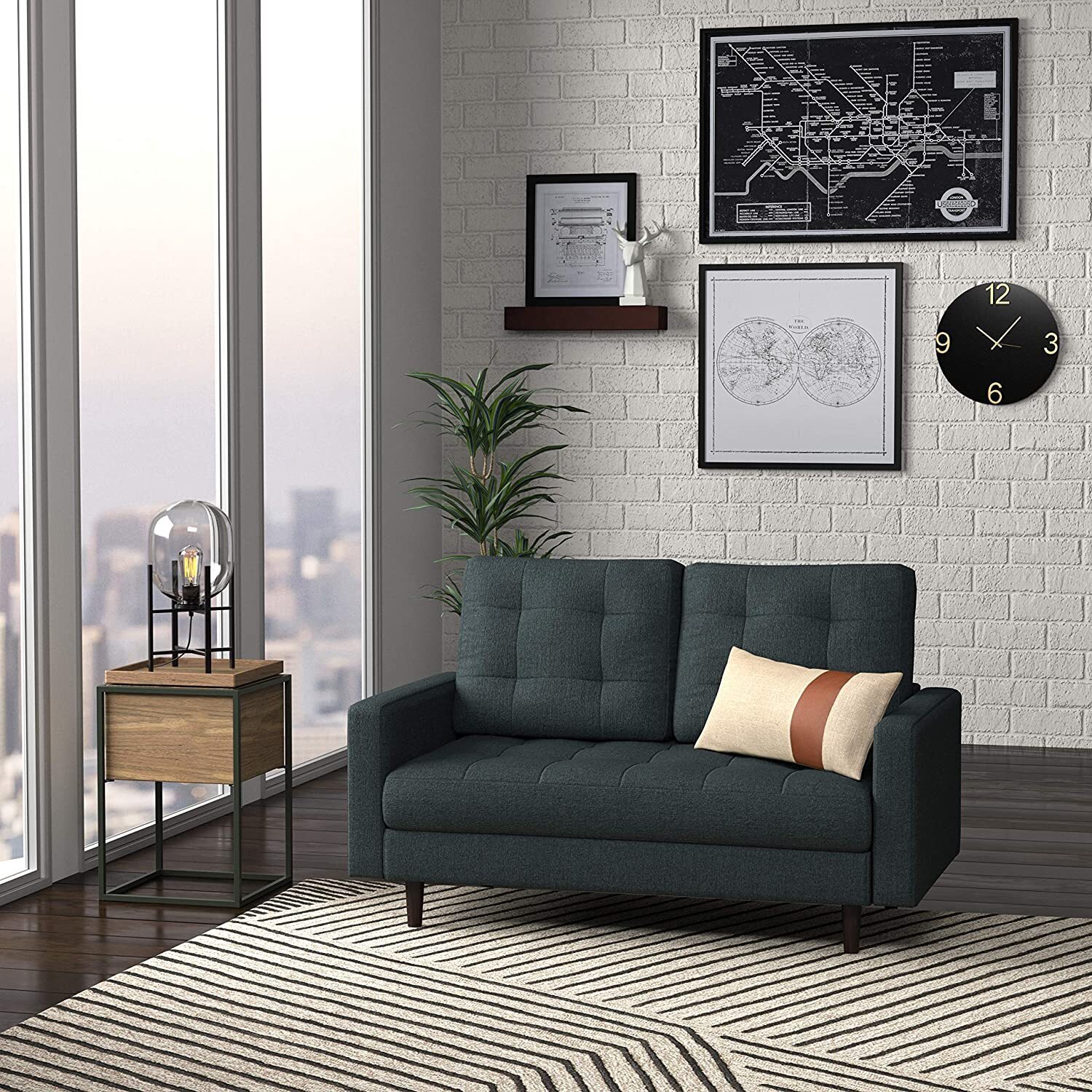 Denim Loveseat Couch for Living Room