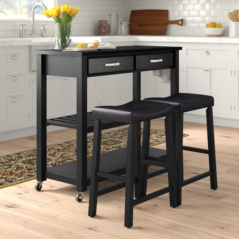 Diamondback 43'' Wide Rolling Kitchen Island Set with Granite Top