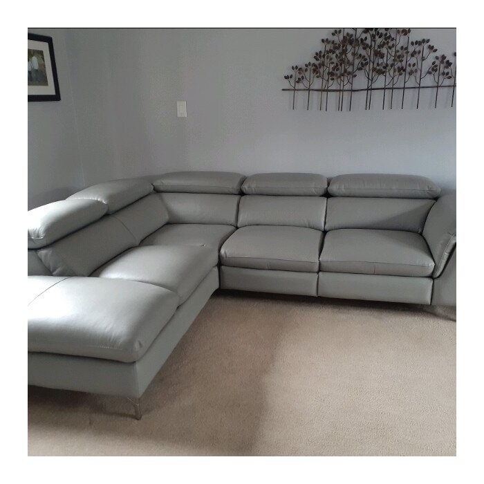 Eatonton 105.8" Wide Genuine Leather Reclining Sofa & Chaise