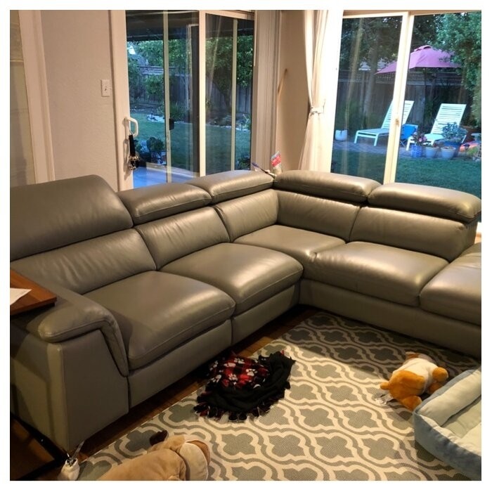Eatonton 105.8" Wide Genuine Leather Reclining Sofa & Chaise