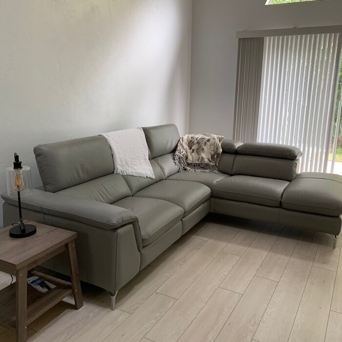 Eatonton 105.8" Wide Genuine Leather Reclining Sofa & Chaise