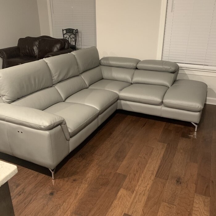 Eatonton 105.8" Wide Genuine Leather Reclining Sofa & Chaise
