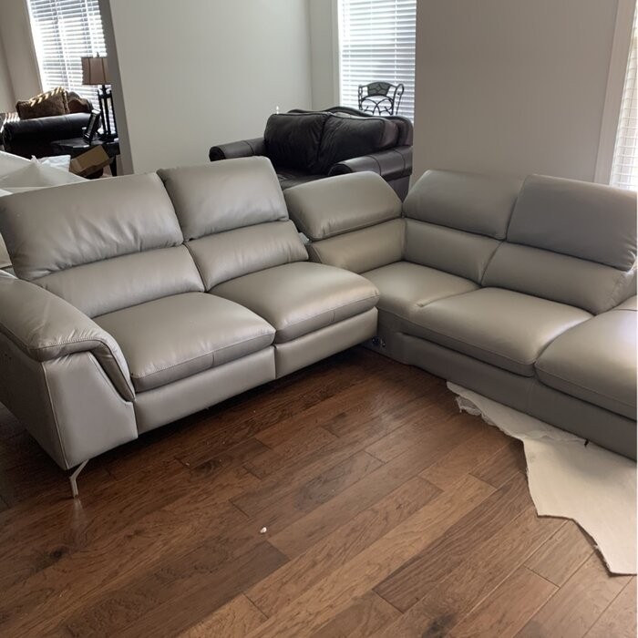 Eatonton 105.8" Wide Genuine Leather Reclining Sofa & Chaise