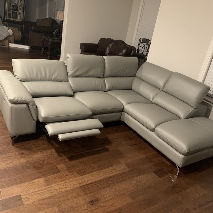 Eatonton 105.8" Wide Genuine Leather Reclining Sofa & Chaise