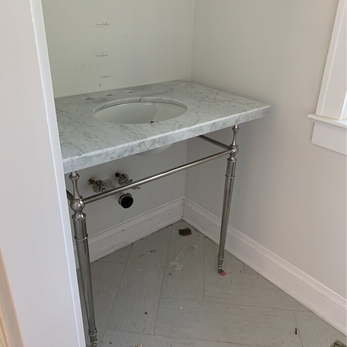 Edwardian Ceramic Rectangular Console Bathroom Sink with Overflow