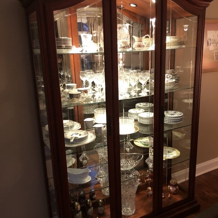 Elrosa 55'' Wide Mirrored Back Curio Cabinet with Lighting