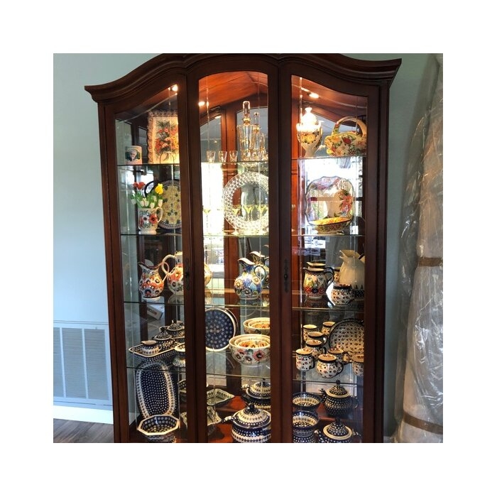 Elrosa 55'' Wide Mirrored Back Curio Cabinet with Lighting