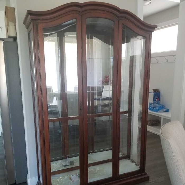 Elrosa 55'' Wide Mirrored Back Curio Cabinet with Lighting