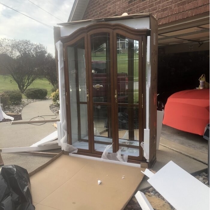 Elrosa 55'' Wide Mirrored Back Curio Cabinet with Lighting