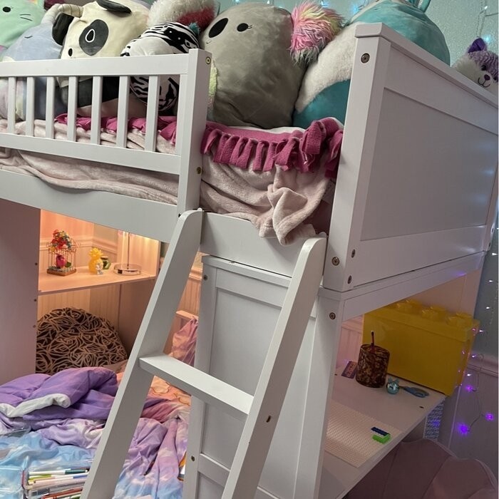 Ethaniel Twin Over Twin 4 Drawer Solid Wood L-Shaped Bunk Beds with Bookcase by Harriet Bee