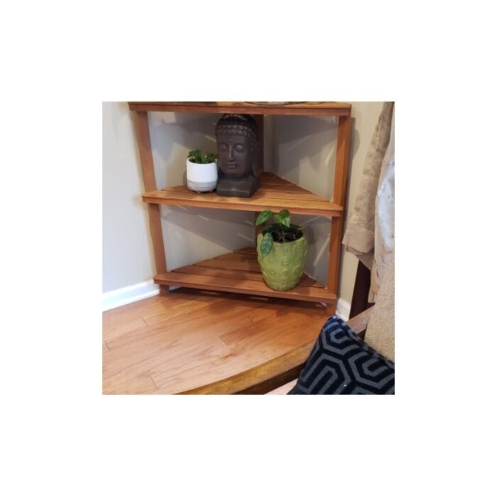 Fallah Triangular Corner Solid Wood Plant Stand