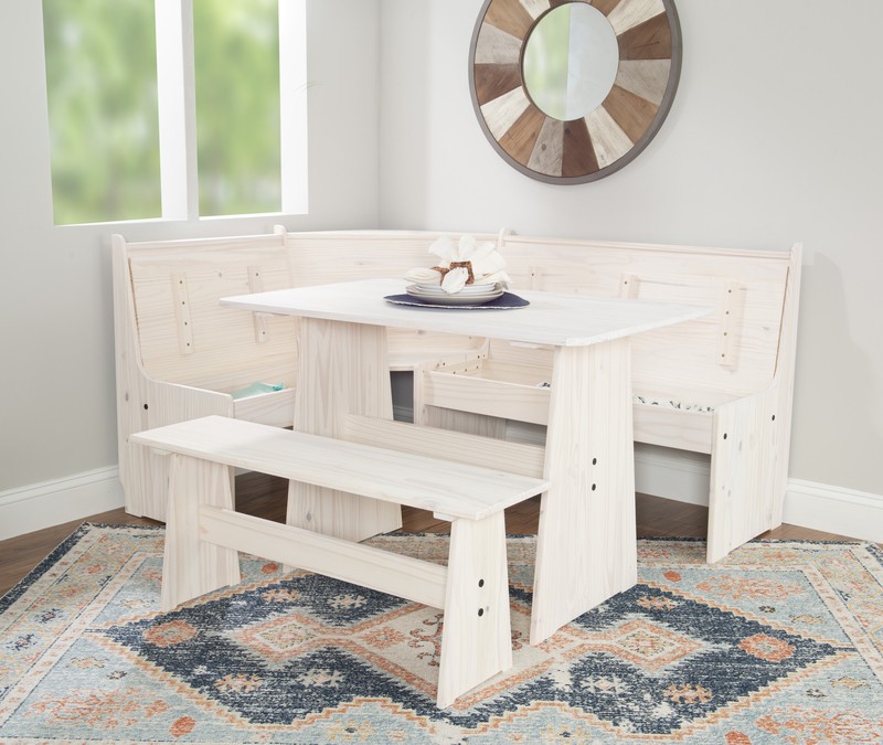 Felicia 5 - Person Pine Solid Wood Breakfast Nook Dining Set