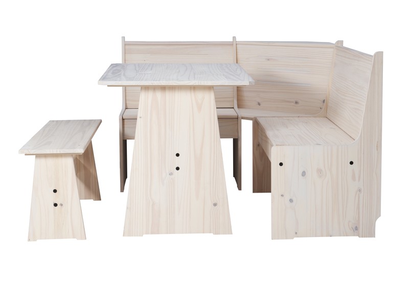 Felicia 5 - Person Pine Solid Wood Breakfast Nook Dining Set