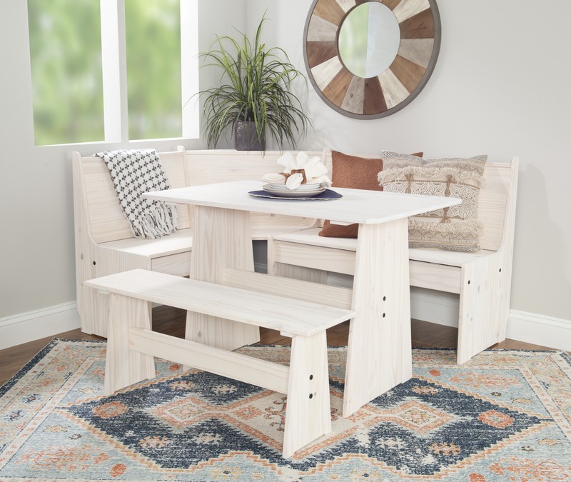Felicia 5 - Person Pine Solid Wood Breakfast Nook Dining Set