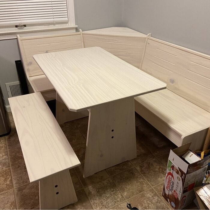 Felicia 5 - Person Pine Solid Wood Breakfast Nook Dining Set